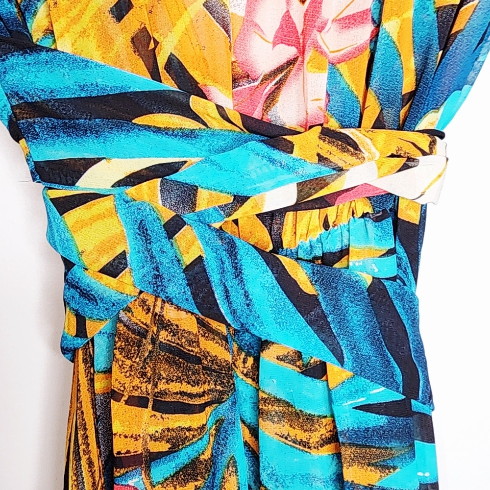 Sheer Tropical Print Long Sleeve Maxi Dress - Picture 7 of 10